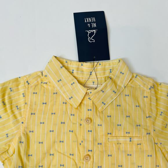 NWT Me & Henry 18/24M Yellow Bow Tie Helford Onesie - Picture 4 of 5